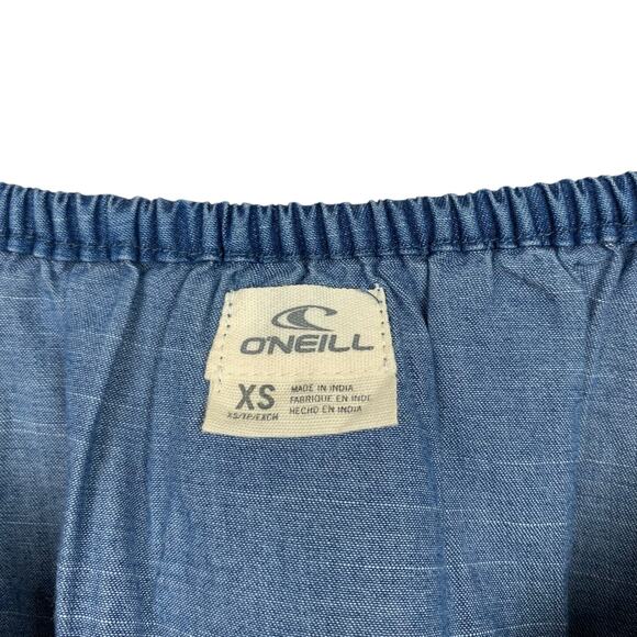 O'Neill Chambray Blouse Top Blue Denim Peasant Boho Oversized Fit Women's XS - Picture 3 of 7